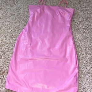 Pink Leather Mini Dress